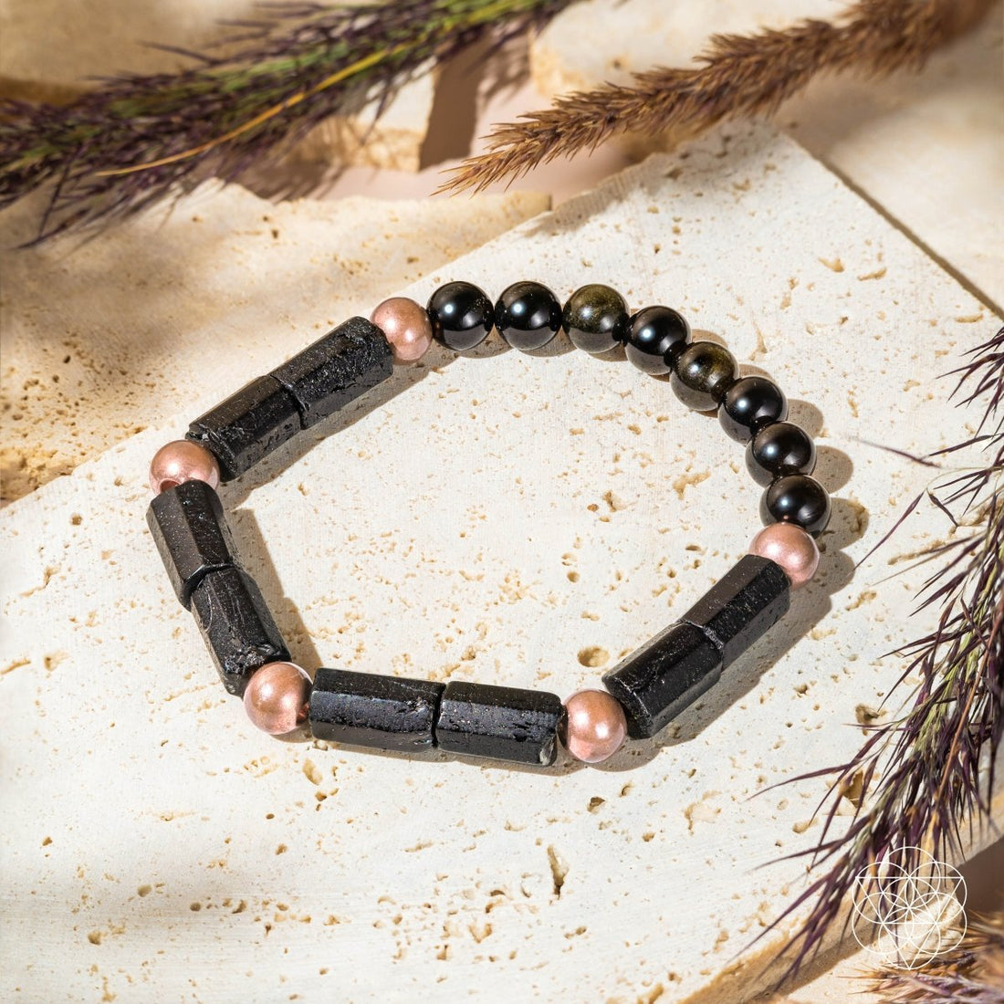 Copper bracelet of power from Born to Thrive by Conscious Items, featuring a sleek, polished design with engraved details.