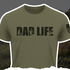 Black "DAD LIFE" T-Shirt by Bow Crew Apparel featuring bold white text, perfect for bow hunting and outdoor enthusiasts.
