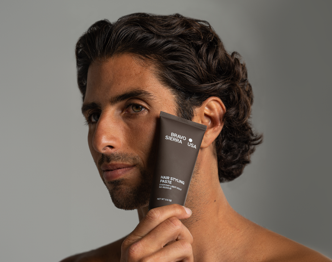 Bravo Sierra hair styling paste in a jar, showcasing the grooming paste&