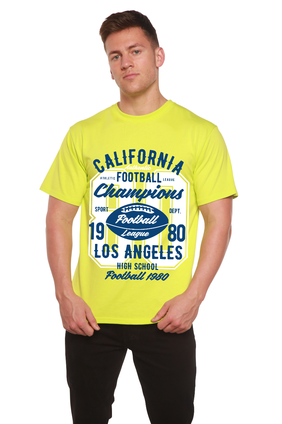 Mens California Football graphic T-shirt by Spun Bamboo featuring bamboo viscose and organic cotton short sleeves.