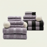 Set of Capri Australian Cotton Towels by Italic, soft and plush home bath towels displayed in a bathroom setting.