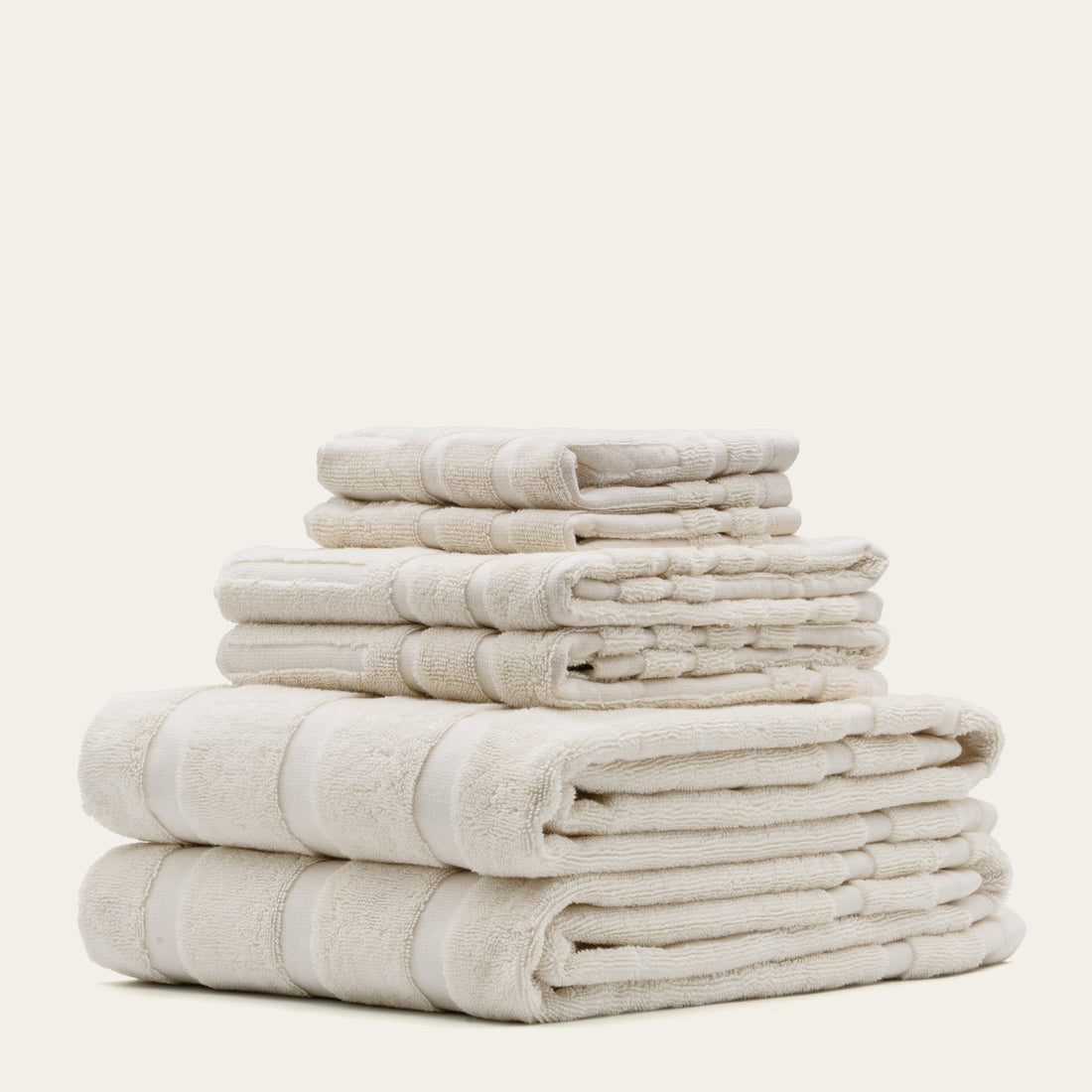 Set of Capri Australian Cotton Towels by Italic, soft and plush home bath towels displayed in a bathroom setting.