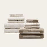 Set of two Sorrel Australian Cotton Towels by Italic, featuring soft, plush texture in Capri color for luxurious bathroom use.