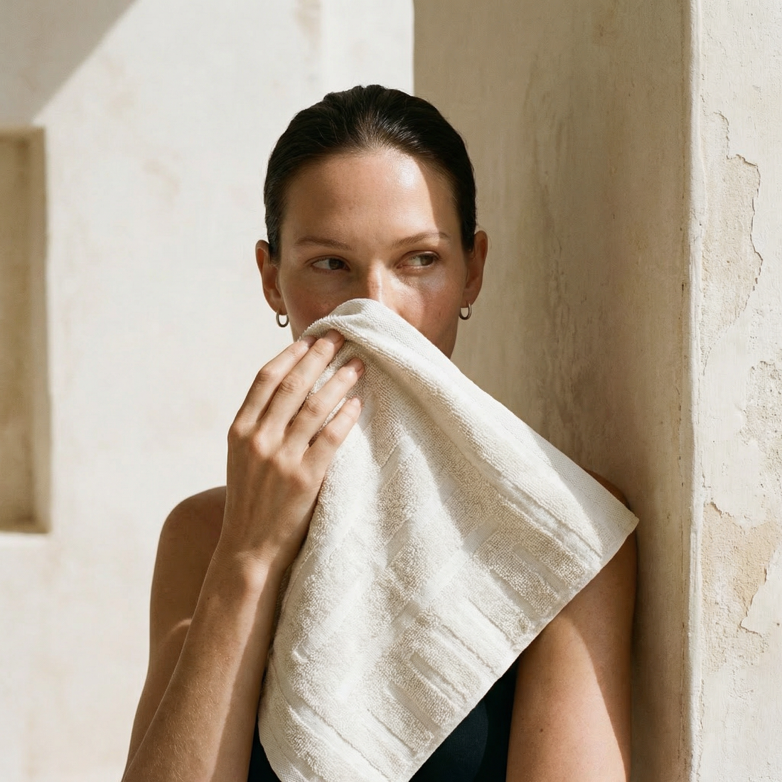 Australian cotton Capri bath washcloth by Italic, soft and absorbent home towel for daily use, shown in the image.