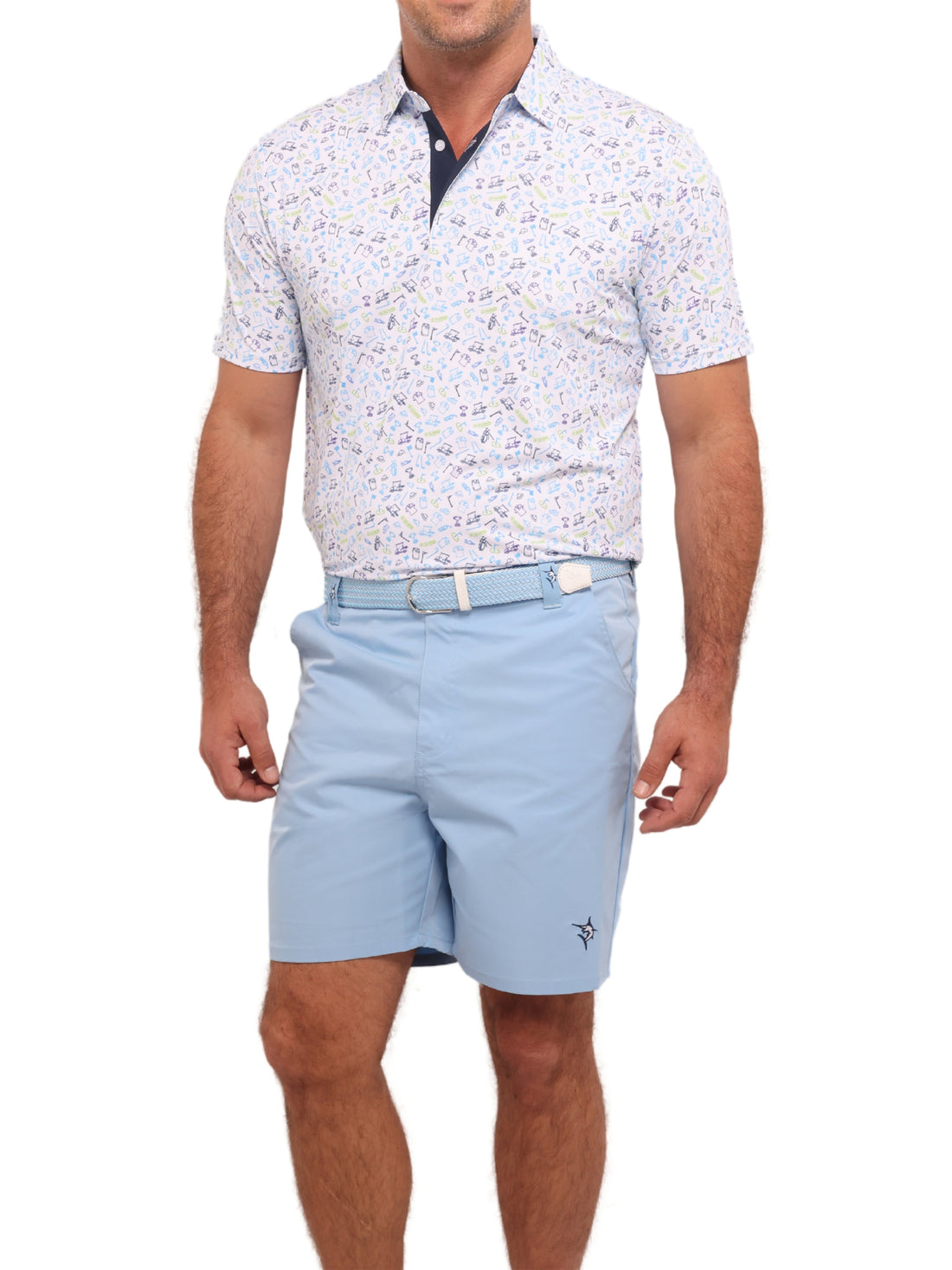 Close-up of White Water Life Captain Shorts showing durable fabric and detailed stitching in a natural outdoor setting.