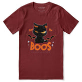 Yūjin Clothing Here For The Boos T-Shirt featuring a casual black cotton T-shirt with playful ghost-themed graphic design.