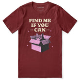 Find Me Cat T-Shirt by Yūjin Clothing featuring a playful cat graphic on a comfortable casual T-shirt.