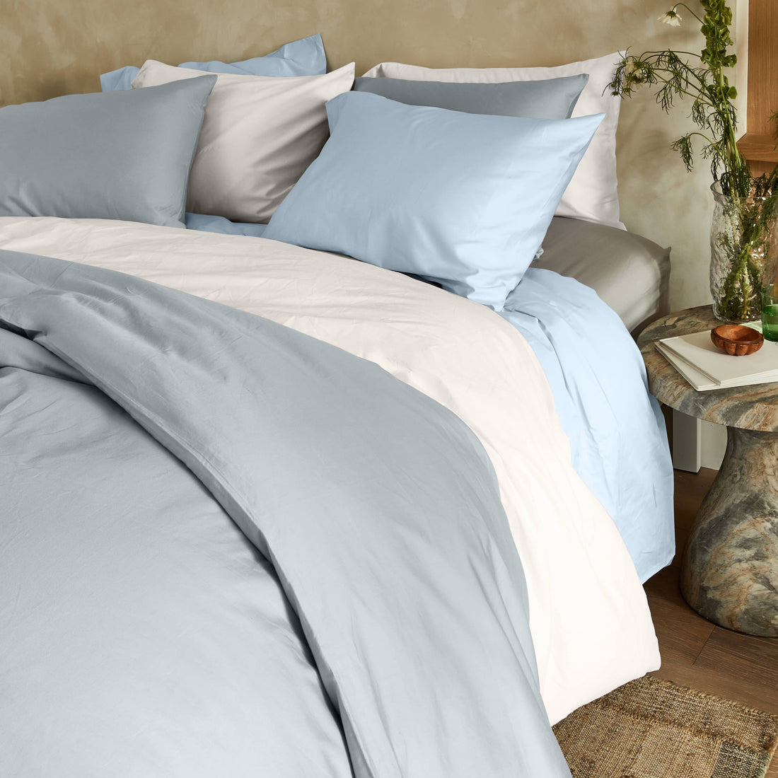 Luxe Australian Sateen Pillowcase Set by Italic, soft and smooth bed pillowcases in a neutral color, perfect for elegant bedroom decor.