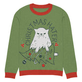 Yūjin Clothing Christmas Hater cat sweatshirt featuring a festive design with a cat graphic and holiday-themed print.