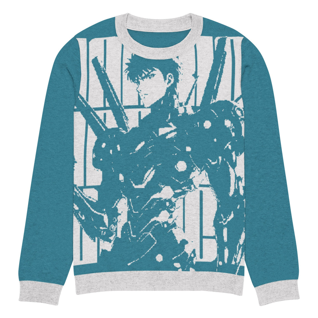 Yūjin Clothing Future Warrior knitted sweatshirt with a modern design, featuring a cozy knit fabric and stylish fit.