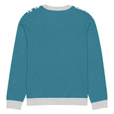 Yūjin Clothing Future Warrior knitted sweatshirt, front view showing the stylish design and comfortable fit.