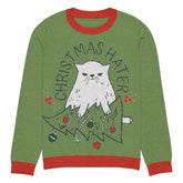 Yūjin Clothing Christmas Hater Cat sweatshirt featuring a festive design with a grumpy cat illustration on cozy fabric.