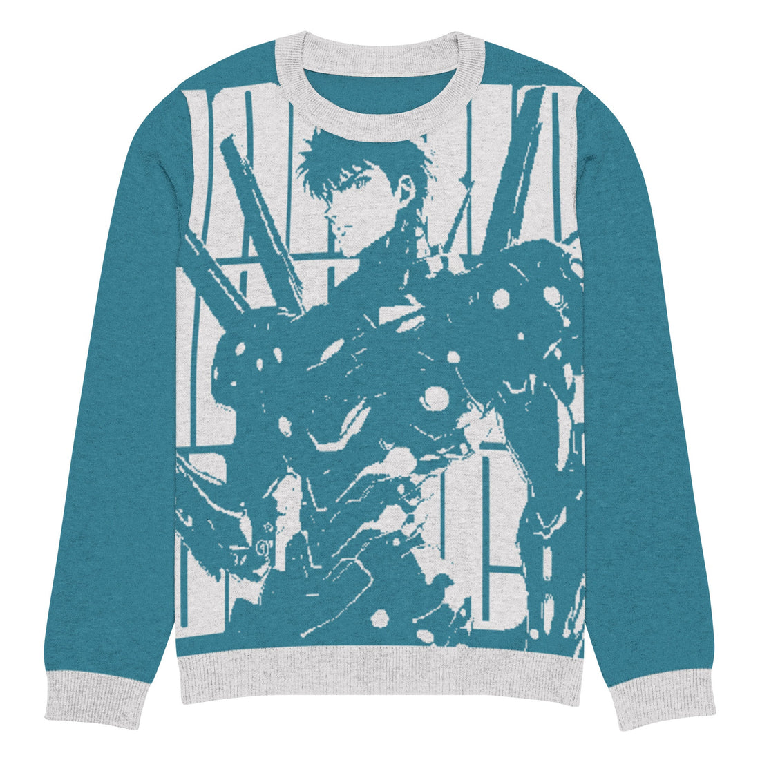 Yūjin Clothing Future Warrior knitted sweatshirt featuring a stylish design and comfortable fit, ideal for casual wear.