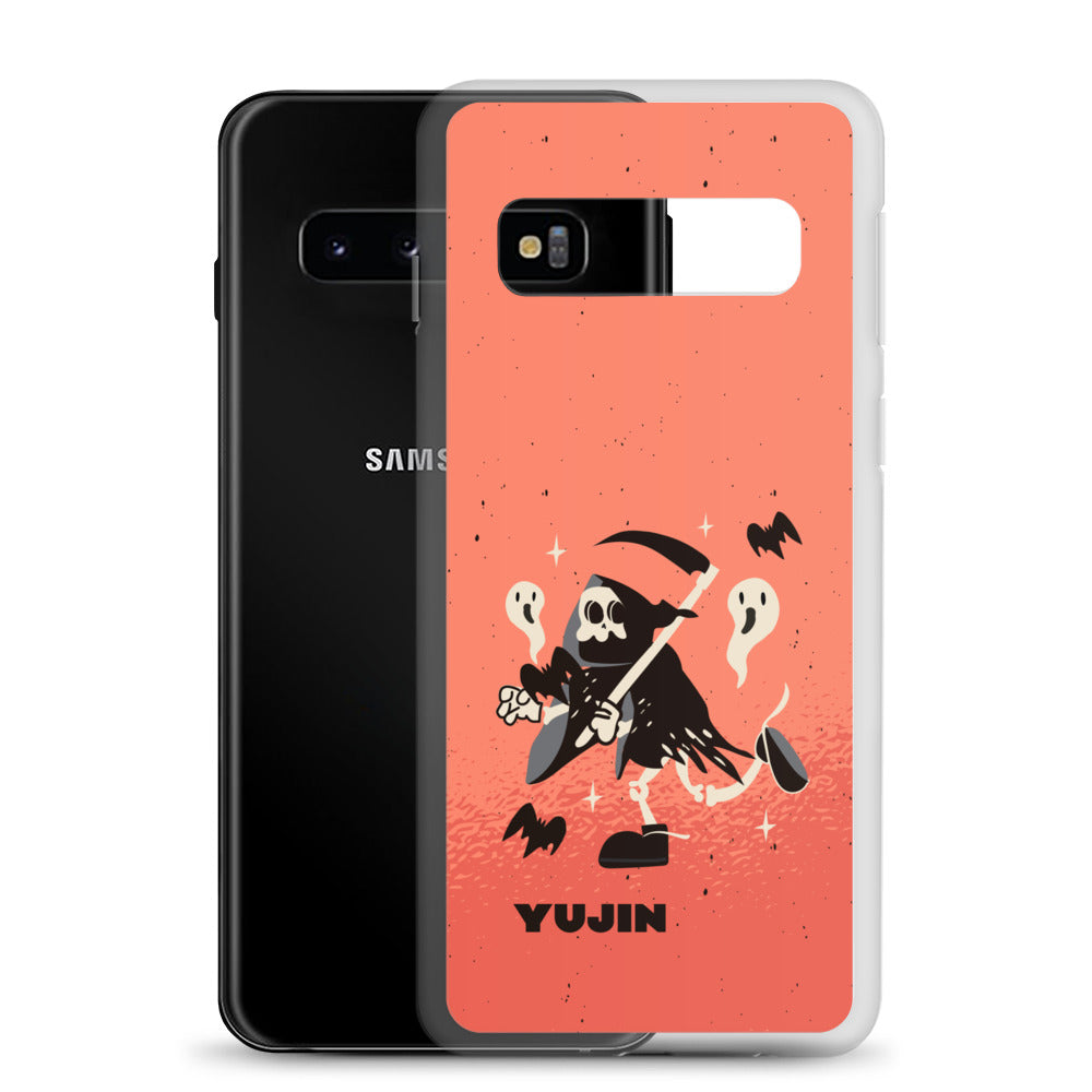 Yūjin Clothing Halloween Grim Reaper Samsung phone case featuring a dark, spooky reaper design on durable protective cover.