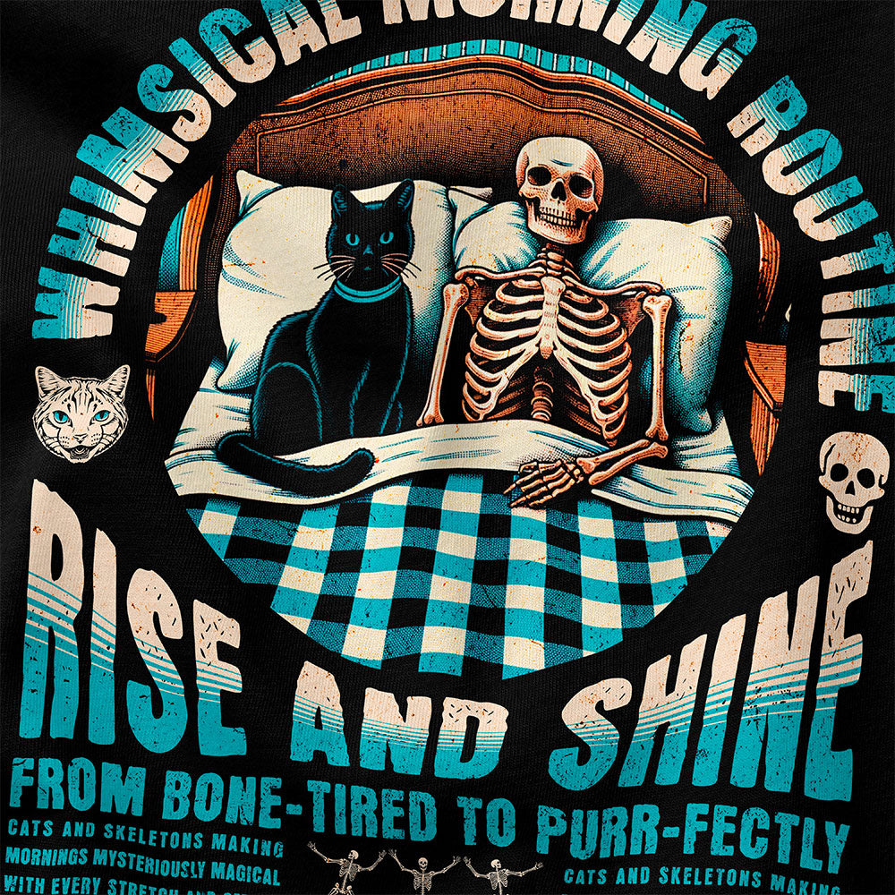 Yūjin Clothing Good Morning Cat T-Shirt featuring a cozy cat graphic on a casual cotton tee.