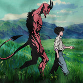 Yūjin Clothing Devil and Boy T-Shirt featuring a graphic print of a devil and a boy on soft cotton fabric.