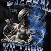 Yūjin Clothing Eternal Victory Cat T-Shirt featuring a bold graphic of a victorious cat design on soft fabric.