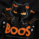 Yūjin Clothing Here For The Boos T-Shirt featuring spooky ghost graphic on black cotton fabric, casual and comfortable style