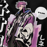 Cyberpunk King T-Shirt by Yūjin Clothing featuring vibrant, futuristic design and bold graphics on a comfortable black T-shirt.