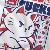 Yūjin Clothing Love Sucks cat T-Shirt featuring a playful graphic design, casual fit, and soft fabric for everyday wear.