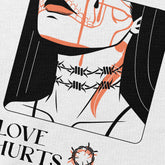 Yūjin Clothing Love Hurts hoodie featuring a stylish design, soft fabric, and comfortable fit, perfect for casual wear.