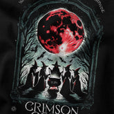 Crimson Coven T-Shirt by Yūjin Clothing featuring a dark, mystical design on a comfortable black cotton T-shirt.