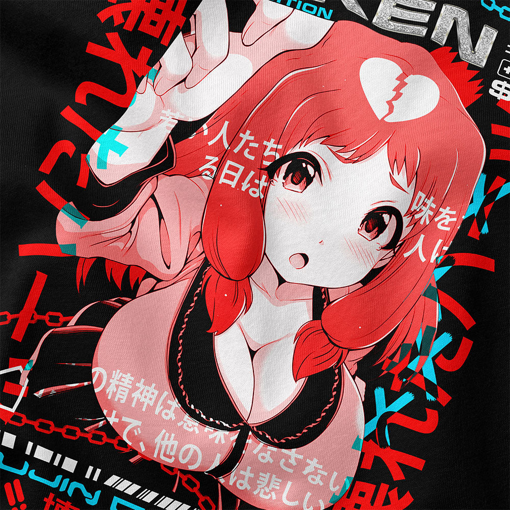 Yūjin Clothing Heartbreak T-Shirt featuring a graphic design on soft fabric, casual fit, perfect for everyday wear.