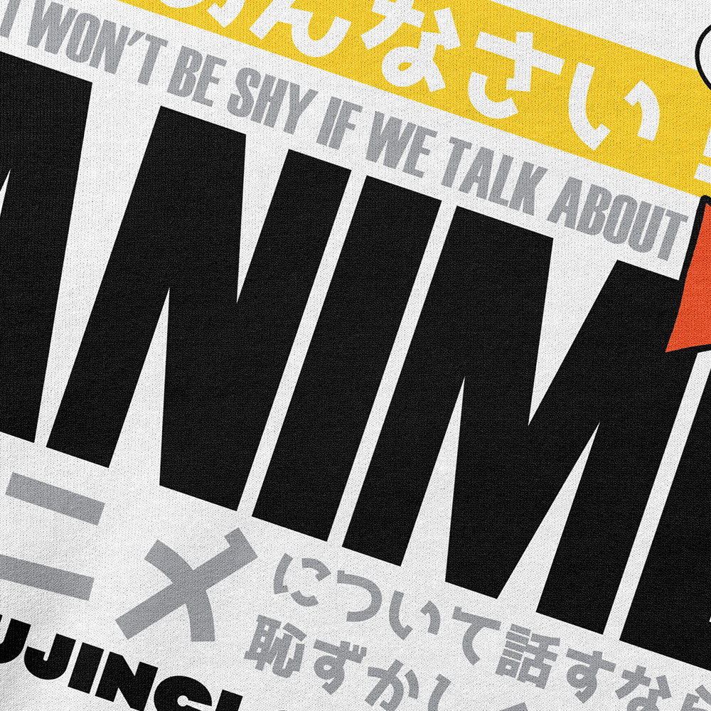 Anime Talk Sweatshirt by Yūjin Clothing featuring a vibrant anime-inspired design on a cozy, casual sweatshirt.