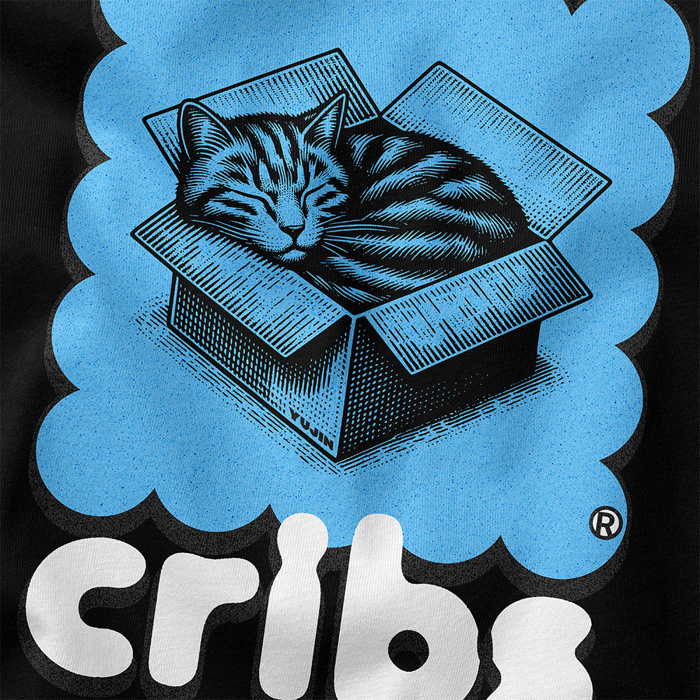 Yūjin Clothing Cribs Cat T-Shirt featuring a playful cat graphic on a casual tee, perfect for feline lovers.