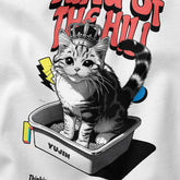 Yūjin Clothing King Of The Hill cat T-Shirt featuring a colorful cat graphic on a casual black T-Shirt.