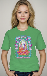 Light gray Zenkitty T-shirt by Fitkitty Culture Athleisure Wear featuring a minimalist Zen kitty graphic on the front.