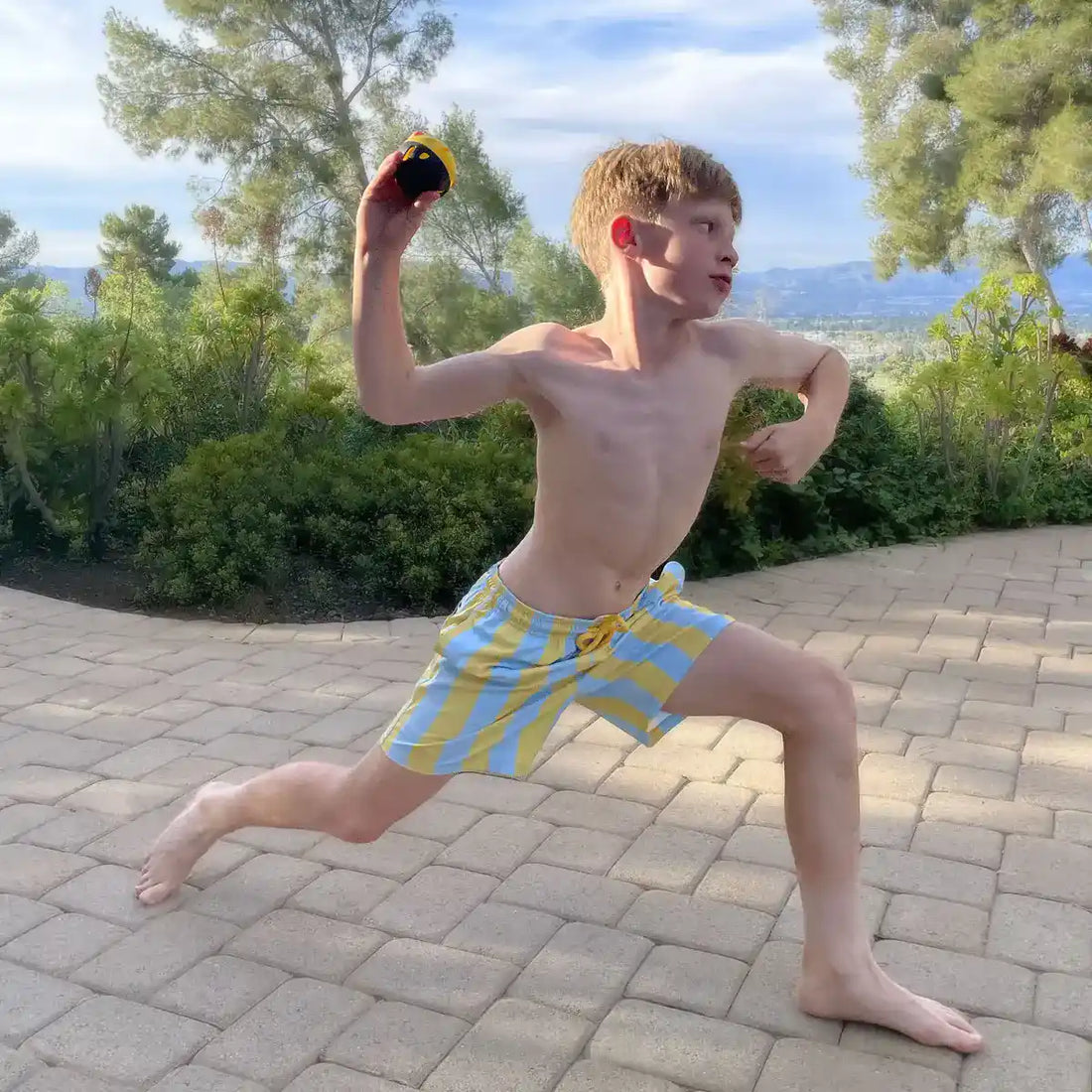 Boys Hybrid Swim &amp; Play Shorts – Coastal Cabana - Sun and Sky