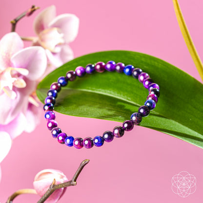 All-Galaxy Tiger’s Eye bracelet by Conscious Items, 6mm beads, featuring a striking tiger’s eye gemstone bracelet.