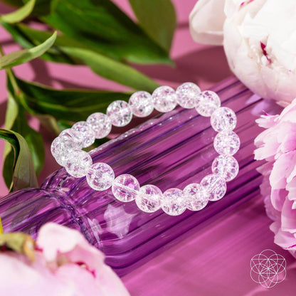 Conscious Items Emotional Ice Bath bracelet featuring a clear ice quartz stone on a delicate metal band.