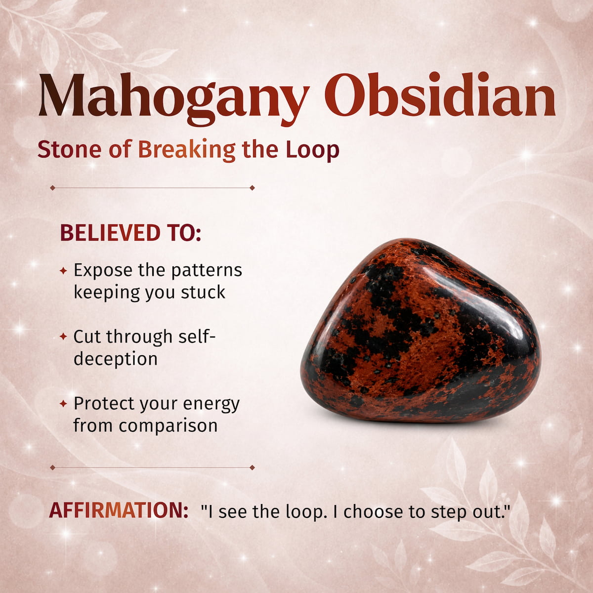 Mahogany Obsidian bracelet from Conscious Items featuring polished beads, designed to promote self-awareness and emotional healing.