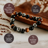 Conscious Items Triple Protection Bracelet featuring layered design with protective charms and beads on a neutral background.