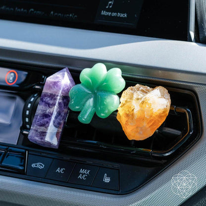 Conscious Items Road Guardians Lucky Car Crystal Set with various crystals for positive energy and protection inside a box.