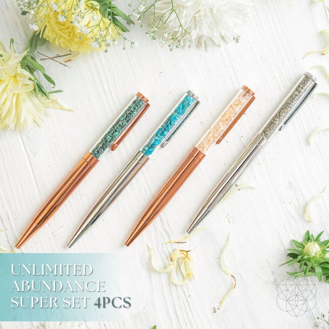 Set of manifestation pens from Conscious Items, featuring elegant home accessories designed for positive energy and abundance.
