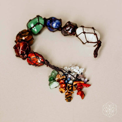 Colorful 7 Chakra Healing Tassel home decoration with vibrant beads and tassel, designed for positive energy and spiritual balance.