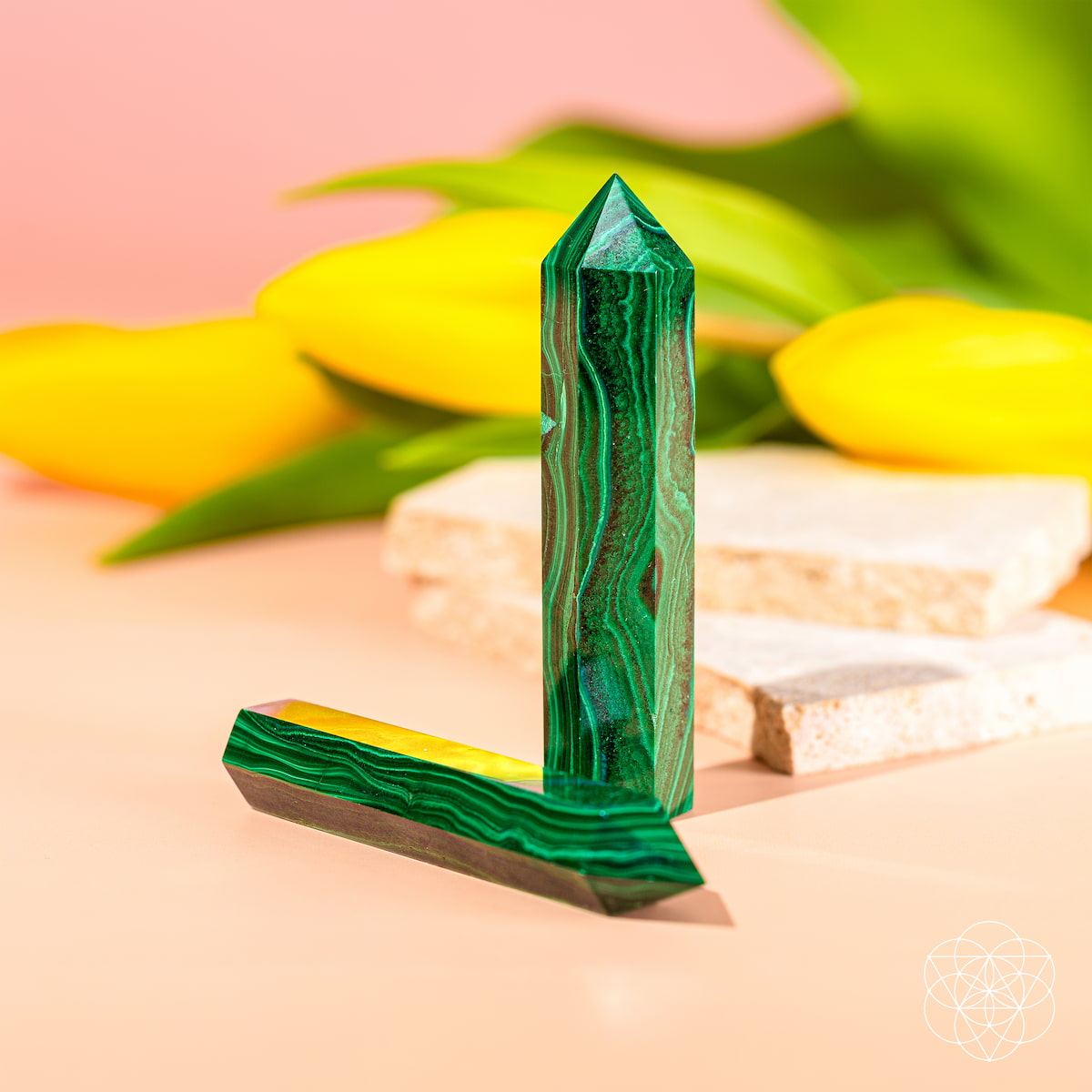 Malachite phoenix sculpture by Conscious Items, a stunning home decoration featuring vibrant green stone and intricate design.