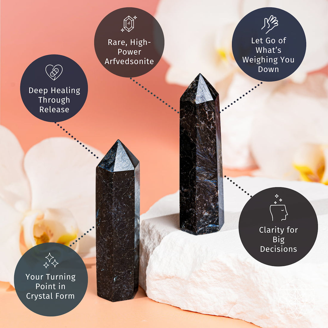 Rare Arfvedsonite crystal point, home decor decoration by Conscious Items, showcasing a striking dark mineral specimen.