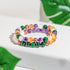 Set of four crystal bracelets for wealth manifestation by Conscious Items, featuring polished gemstone beads in vibrant colors.