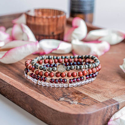 Set of four Conscious Items prosperity magnet bracelets, featuring sleek jewelry design and magnetic clasps for positive energy.