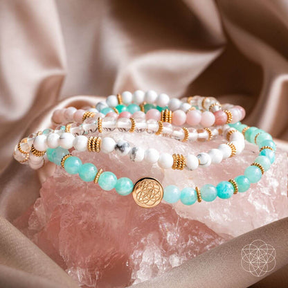 Set of four Conscious Items stress reliever bracelets featuring colorful beaded jewelry for anxiety relief and wrist comfort.