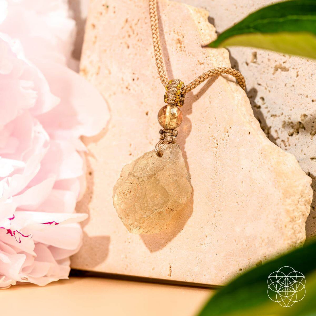 Libyan Desert Glass pendant necklace from The Destiny Relic collection by Conscious Items, featuring a polished, natural gemstone pendant.