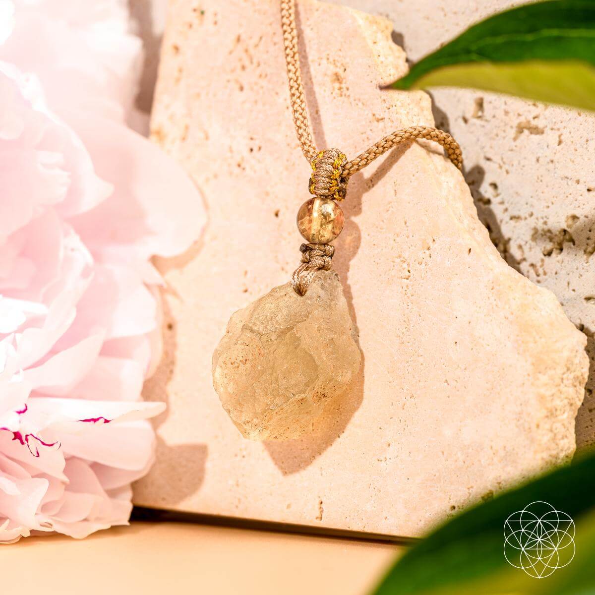 Libyan Desert Glass pendant necklace from The Destiny Relic collection by Conscious Items, featuring a polished, natural gemstone pendant.