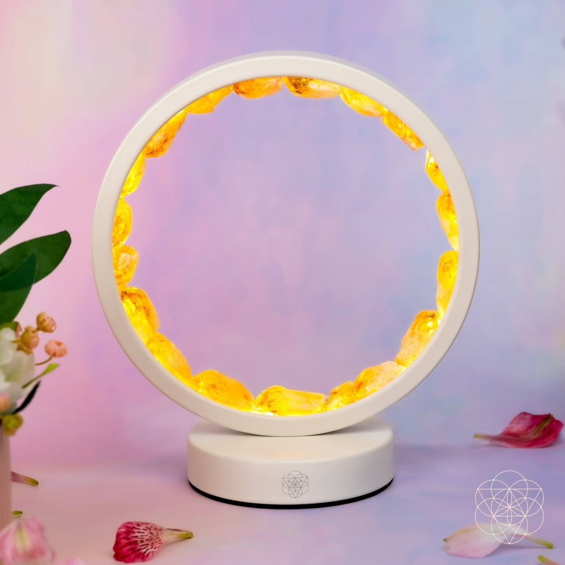 Citrine lamp night light from Infinite Abundance by Conscious Items, featuring a warm, glowing citrine crystal design for manifestation.