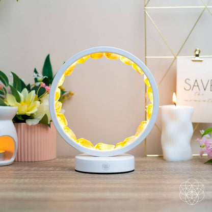 Citrine night light lamp from Infinite Abundance collection by Conscious Items, featuring a glowing citrine crystal design for manifestation.