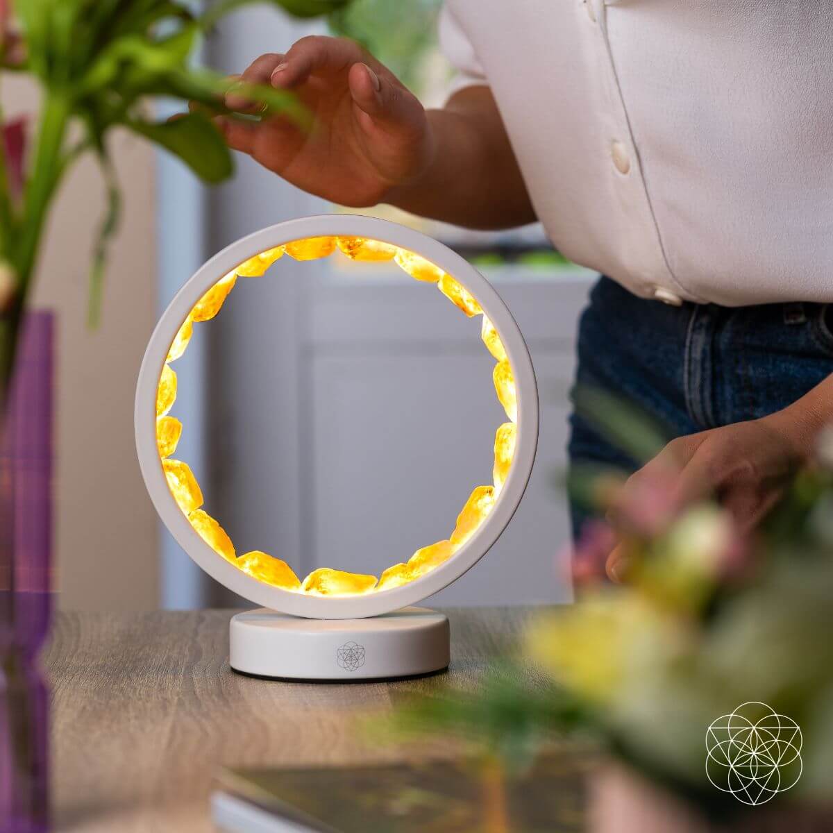 Citrine Lamp of Manifestation night light by Conscious Items, featuring a glowing citrine crystal designed for positive energy.