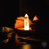 Conscious Items The Healing Lamp night light emitting a soothing glow, designed to create a calming ambiance in the room.